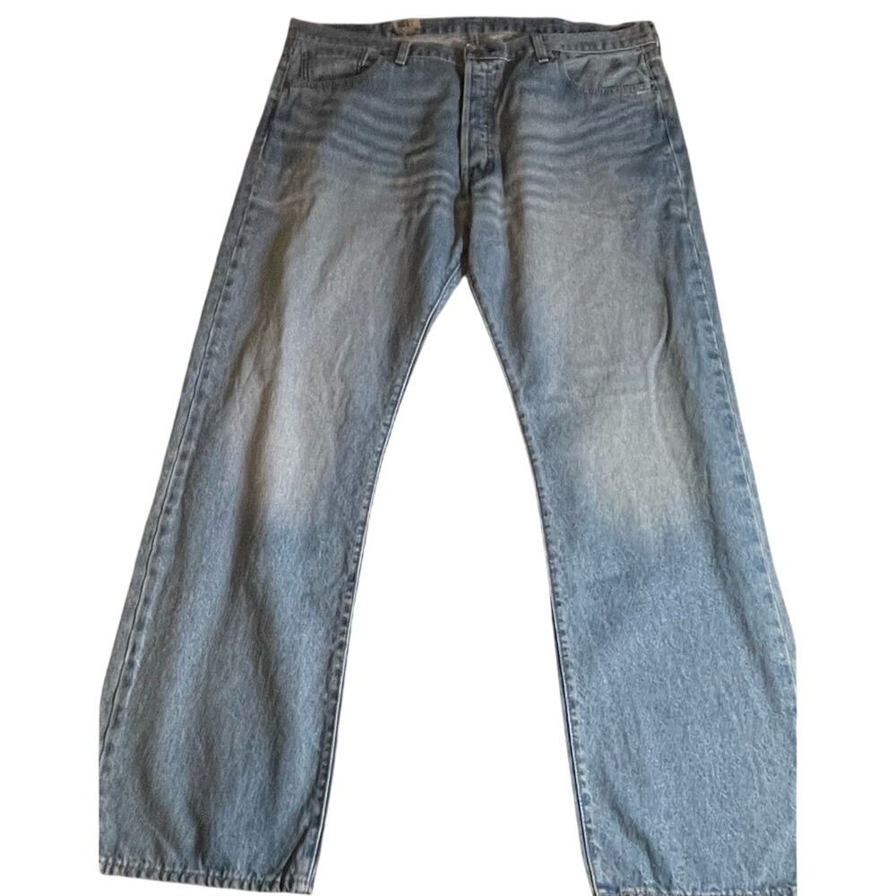 Levis‎ 501 Original Mens Jeans Light Wash Blue Straight Leg Denim 44x32 NEW